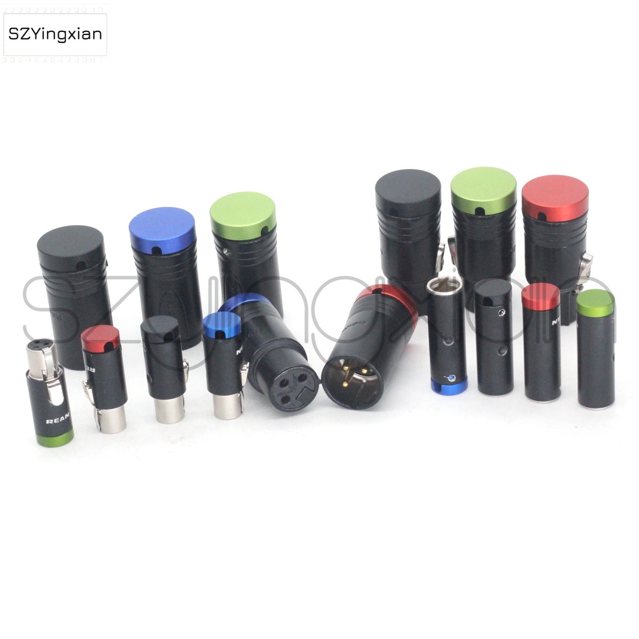 Flat Cover Thin Color Red Blue Green Black Mini XLR TA3M 3 Pin Male Audio Connectors