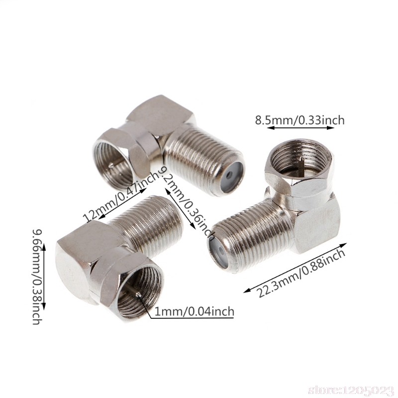 Copper F Male to F Female Socket Right Angle Adapter 90 Degree TV # RW1209 3 Pieces