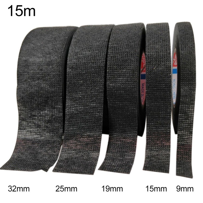 9/15/19/25/32mm Length 15m Car Velvet Retardant Tape Wire Loom Width Duct Tape Cable Harness Adhesives Supplies