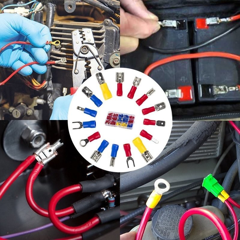 280pcs Assorted Spade Terminals Insulated Cable Connector Electrical Wire Assorted Crimp Butt Ring Fork Set Lugs Ring Plier