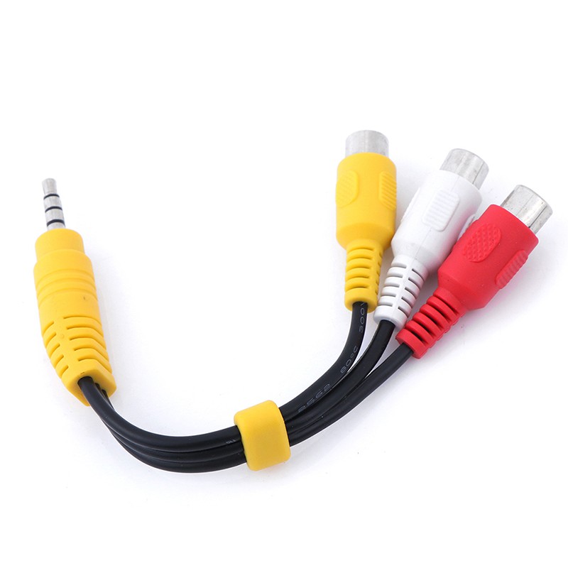 1pc 3.5mm Aux Stereo Male to 3 RCA Female Audio Video AV Adapter Connectors