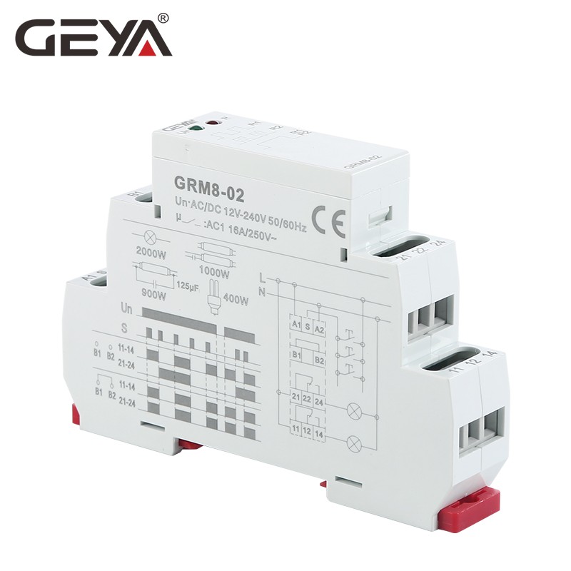 Free Shipping GEYA GRM8 Din Rail Electronic Latching Relay Memory Boost Relay SPDT 16A Step Relay AC230V or AC/DC12-240V