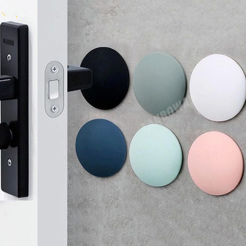 4pcs Silicone Door Handle Bumpers Self Adhesive Deurstopper Protection Porte Pad Mute Stikcer Round Square Wall Protector Pads