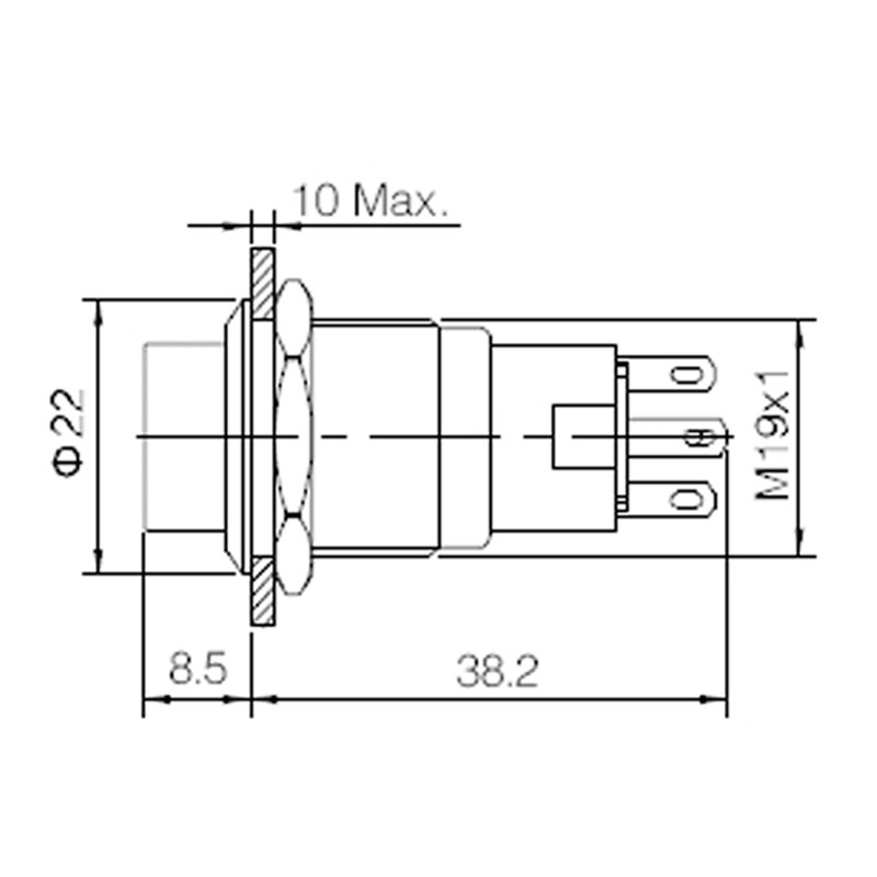 19mm 2 3 position switch push button switch DPDT metal selector rotary switch with waterproof stainless steel