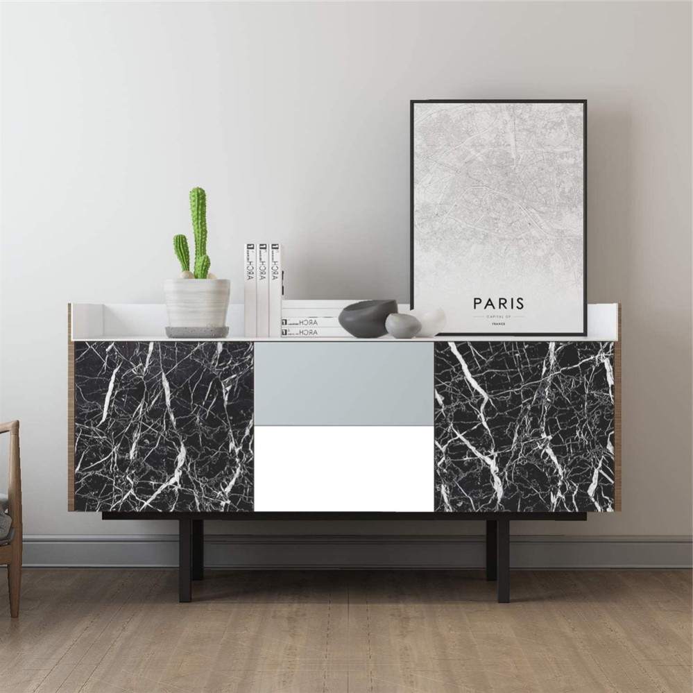 Waterproof Marble Kitchen Walls Home Decor PVC Self Adhesive Wallpaper Contact Film40cm/60cm/80cm Width