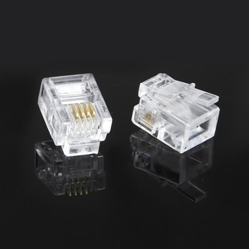 100pcs Crystal Head RJ11 6P 4C Modular Socket Gold Plated Brand New Network Connectors For Mobile Phone Network Cables