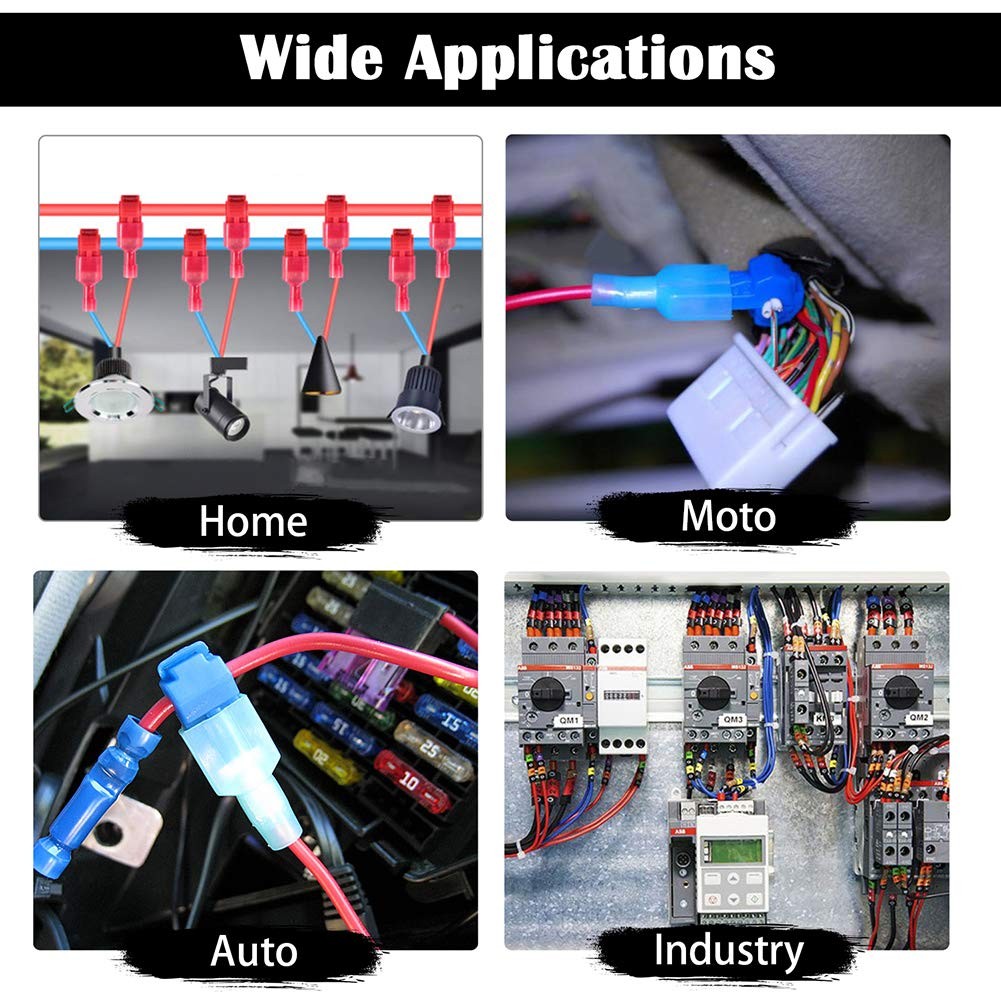 SUOSOK T Tap Fast Electrical Cable Connectors, Snap Splice Lock Wire Terminal Crimp Wire Connector Electrical Connector Waterproof