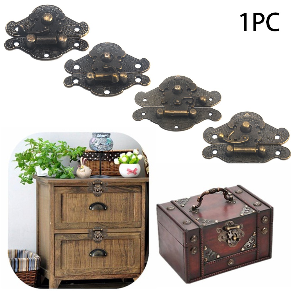 Antique Zinc Alloy Home Furniture Hardware Retro With Screws Small Accessories Easy Installation Jewelry Box Hasp