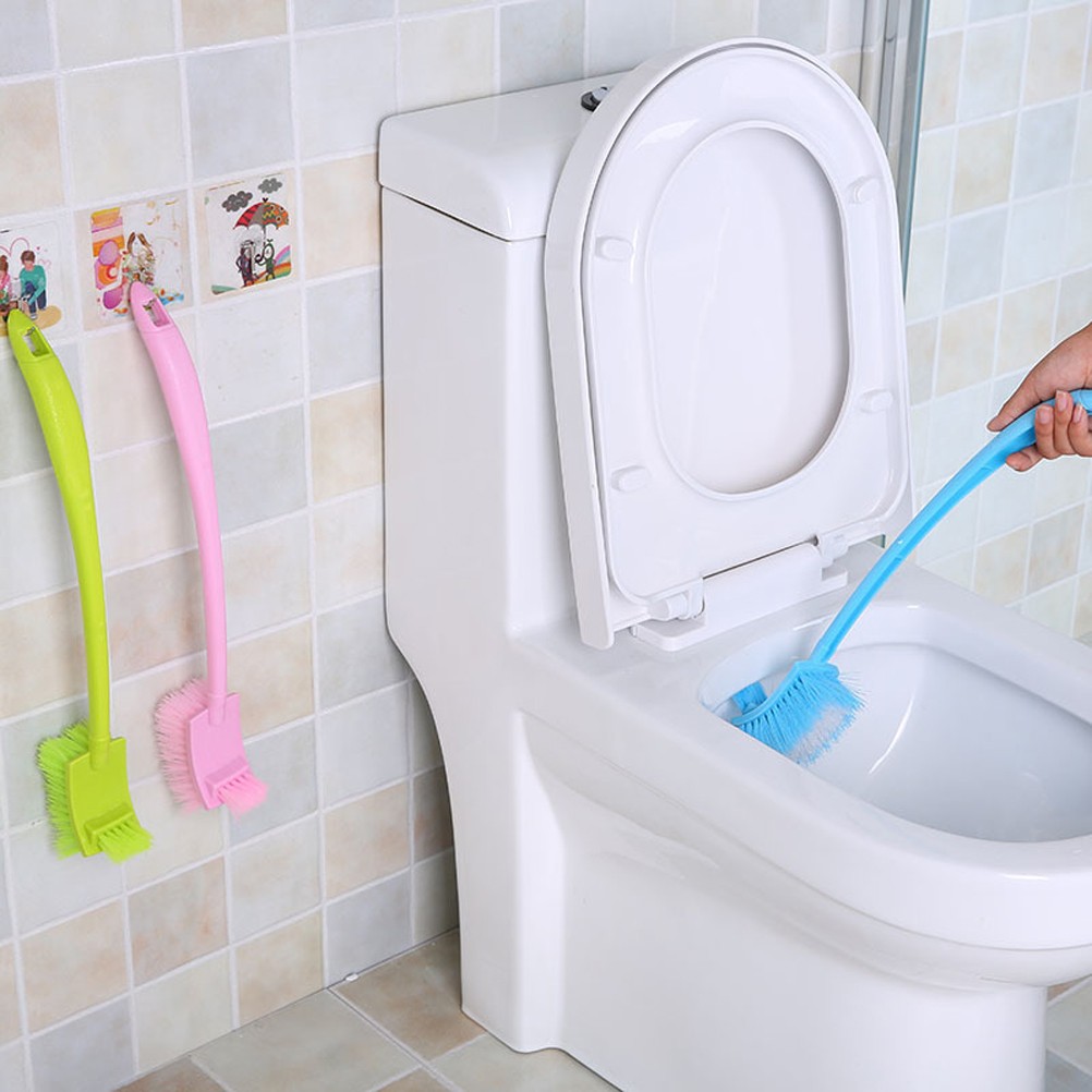 Portable Plastic Toilet Brush Bending Long Handle Bathroom Toilet Bowl Scrub Double Sided Cleaning Brush Bathroom Accessories