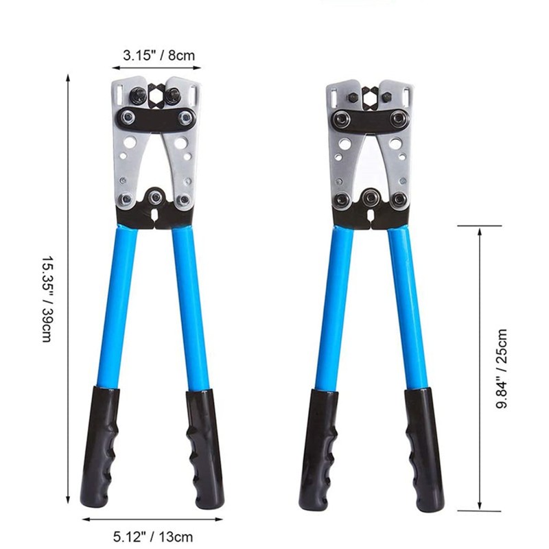 HX-50B Cable Lug Crimping Tool for Heavy Duty Wire Lugs, Battery Terminal, Copper Lugs AWG 8-1/0 with 60pcs Copper Insulated Terminals