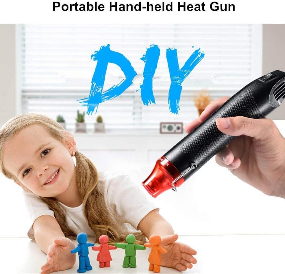 300W Electric Handheld Heat Gun Hot Air Gun with 50-300pcs Heat Shrink Terminals for DIY Craft Embossing Shrink Wrap PVC