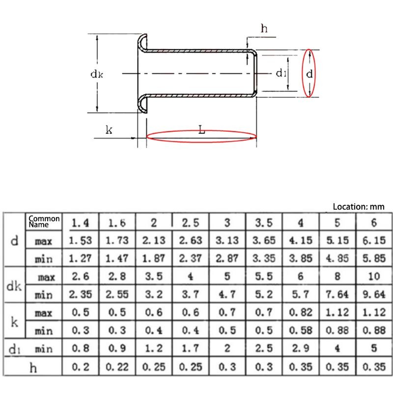 1000pcs Tubular Rivets M0.9 M1.3 M1.5 M1.7 Combination Circuit Board PCB Nails Copper Hollow Nuts Kit