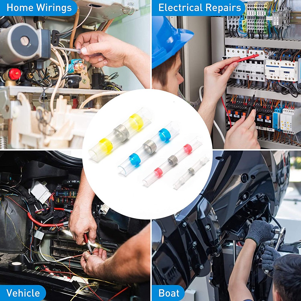 50/100pcs Welding Wire Seal Connectors Welding Sleeve Waterproof Butt Splice Wire Terminals for Marine Cars Boat Wire Joint