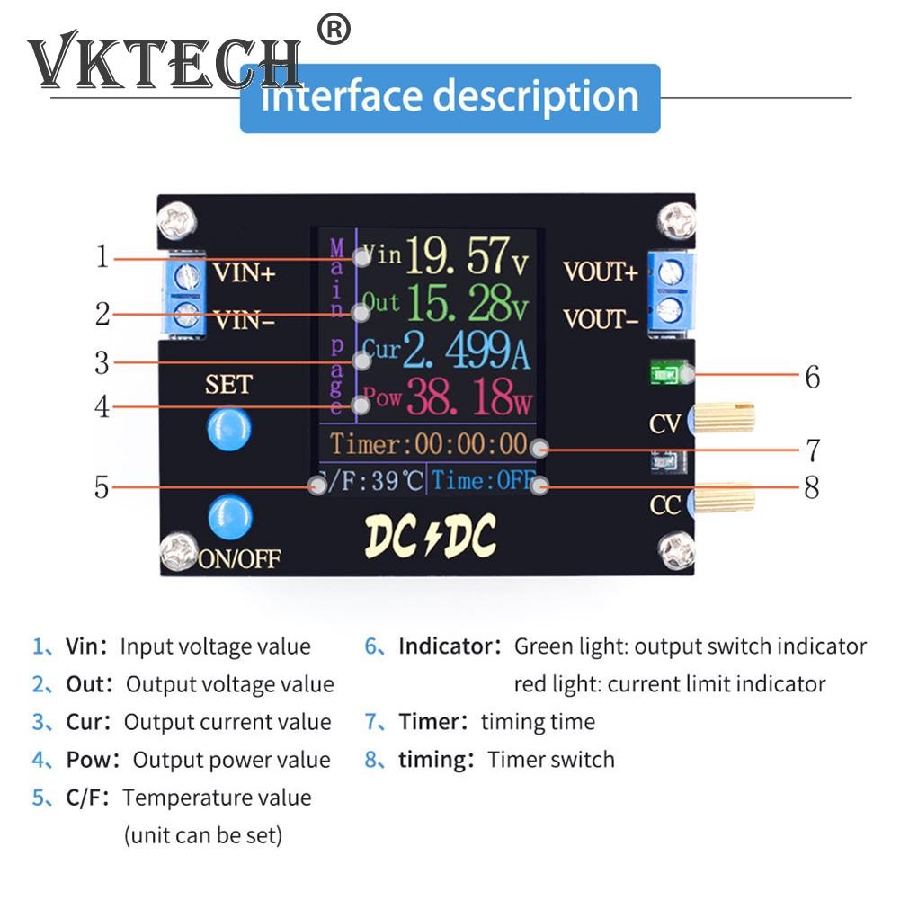 35W 3A/50W 4A DC CC CV Automatic Boost Potential Converter 0.5-30V Adjustable Power Supply Regulated Voltmeter Module