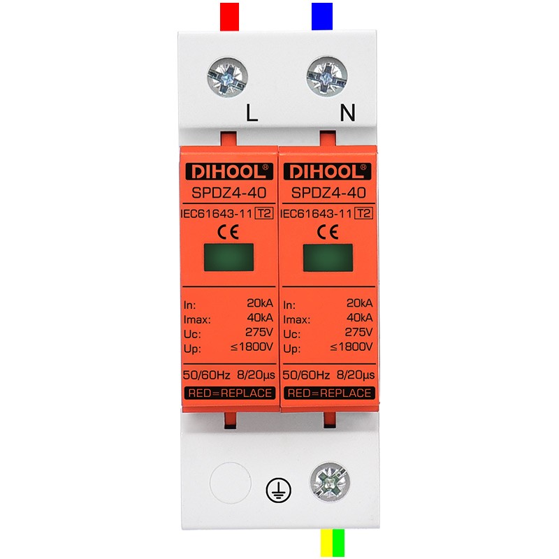 Household Surge Protection Device MCB AC 275V SPD 2P 20KA~40KA Surge Protection Device Lightning Protection Earth Protection