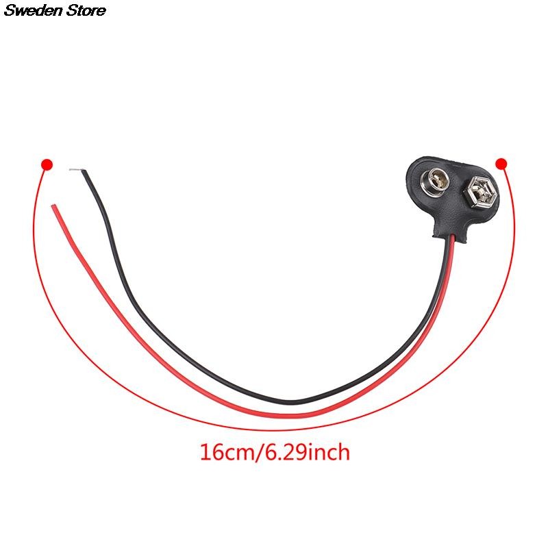 جديد 5 قطعة/الوحدة 9 فولت بطارية مقاطع 15 سنتيمتر أسود أحمر كابل اتصال موصل مشبك