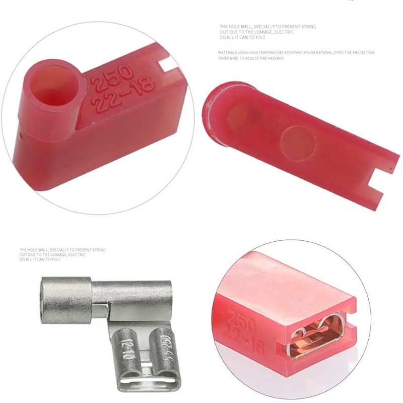 20/30/50/100pcs Fully Insulated Nylon Flag Wire Crimp Terminal Electrical Quick Cable Crimp Terminal Copper Spade Connector