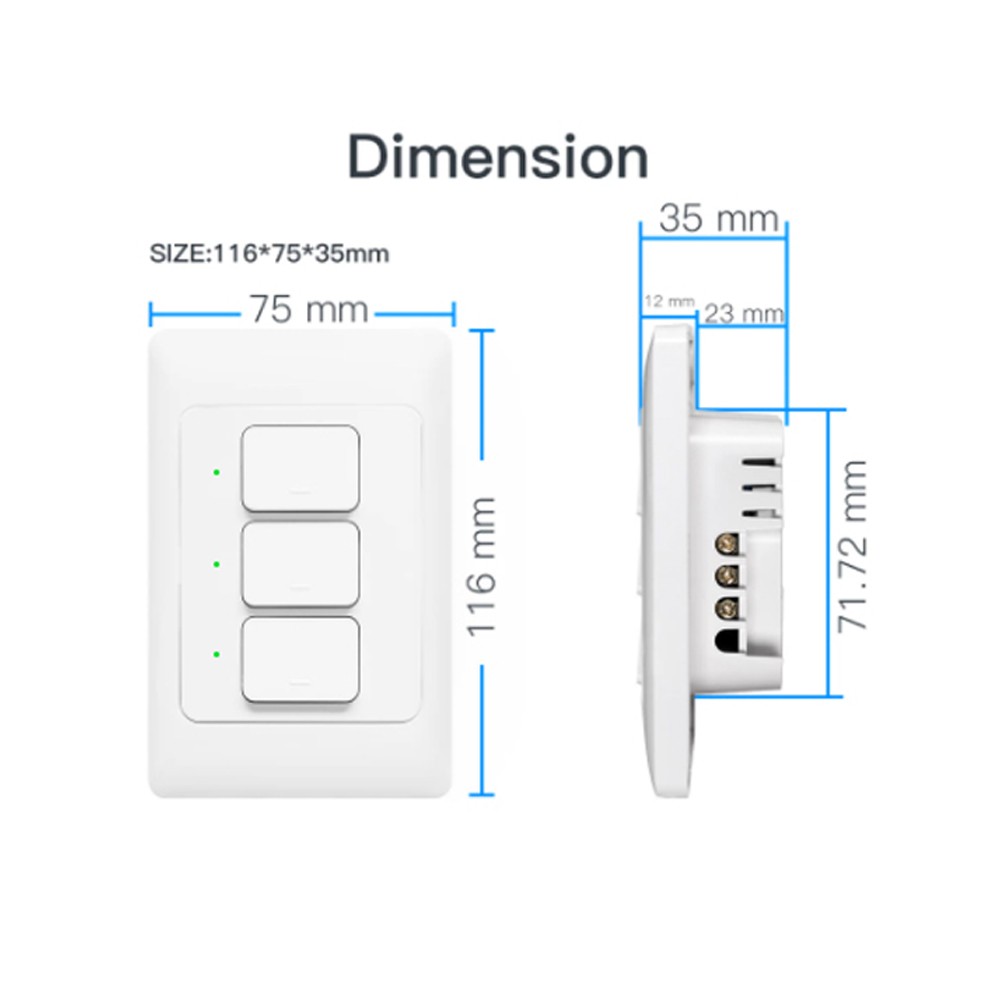 Yagusmart Tuya WiFi Smart Neutral Switch Required Support Alexa Google Home APP Control Zemismart Push Button Wall Light Switch