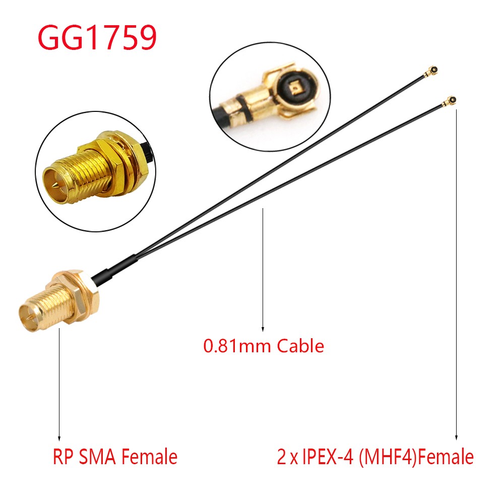 10pcs RF1.13 0.81 Pigtail RF Coax Extension Jumper SMA Male to Dual MHF4 IPEX1/4 Female IPX U.fl Y Type Splitter Combiner