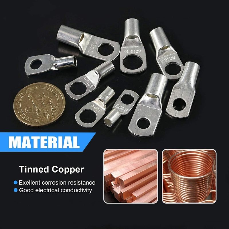 170pcs assortment bare SC crimp terminal terminals tinned lug copper lug wire ring butt electrical connectors stranding cable terminals kit