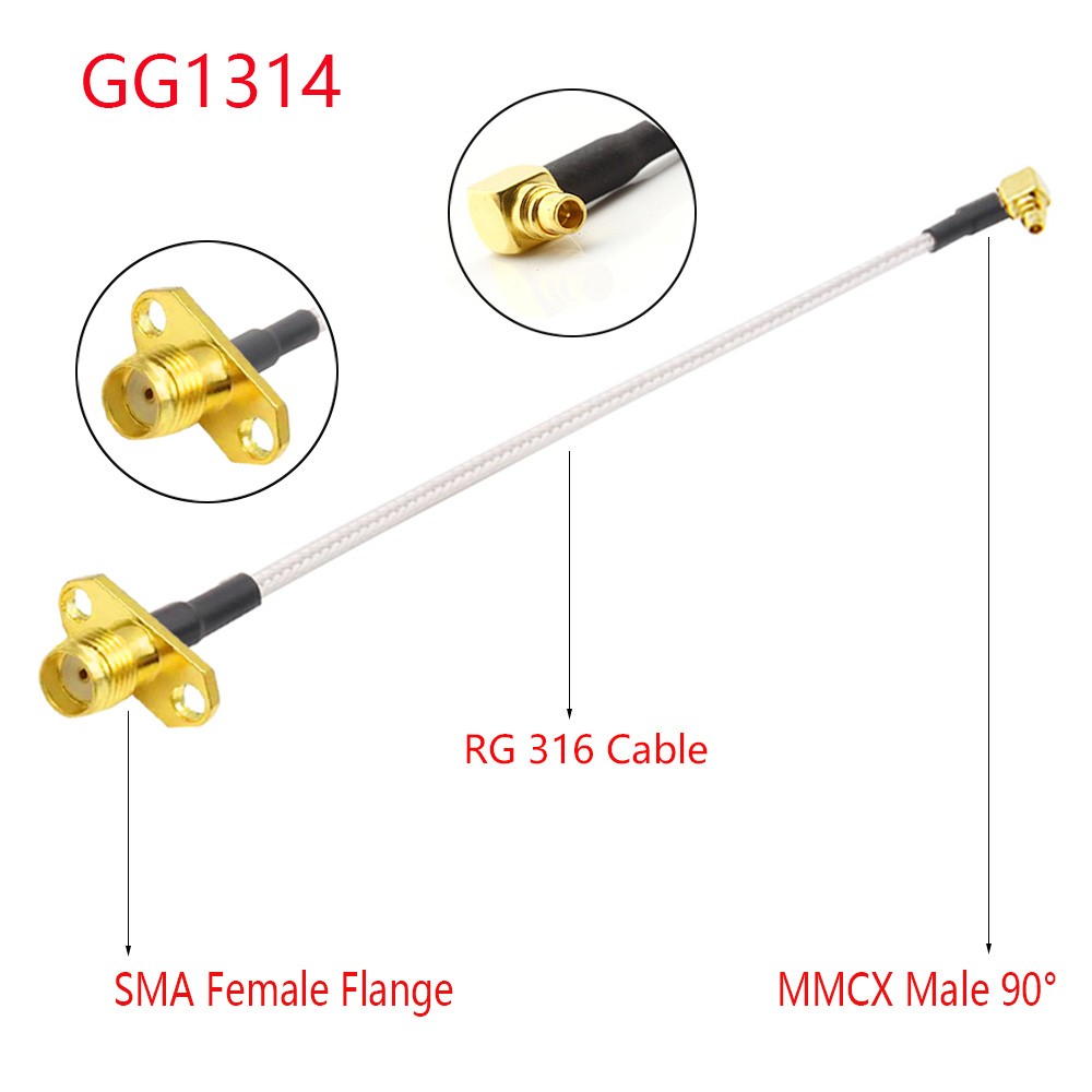 10pcs RG316 Coaxial Cable MMCX to SMA/RP-SMA Female Flange Panel Mount FPV Antenna Extension Cord for TBS Unite Pandark VTX