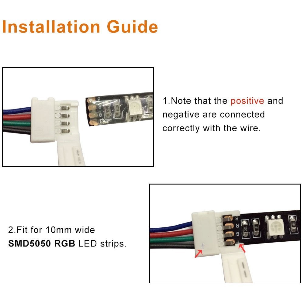 5pcs LED Strip Connector 4Pin 8mm LED Connector Double Head Bare Board Welding Gables Connector, for 3528 5050 LED Strip