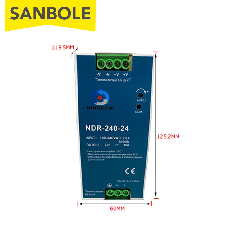 NDR-240-24 Ultra Thin Din Rail Mounted 24V 10A for Industrial Control Electric Motor Cabinet Switch Power Supply