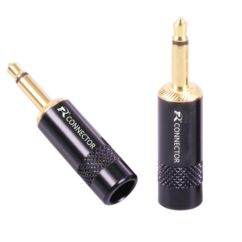 10pcs/lot 2 Pole 3.5mm Mono Male Plug Gold Plated Jack Mono 3.5mm Connector Wire for 6mm Headphone Cable DIY Earphone