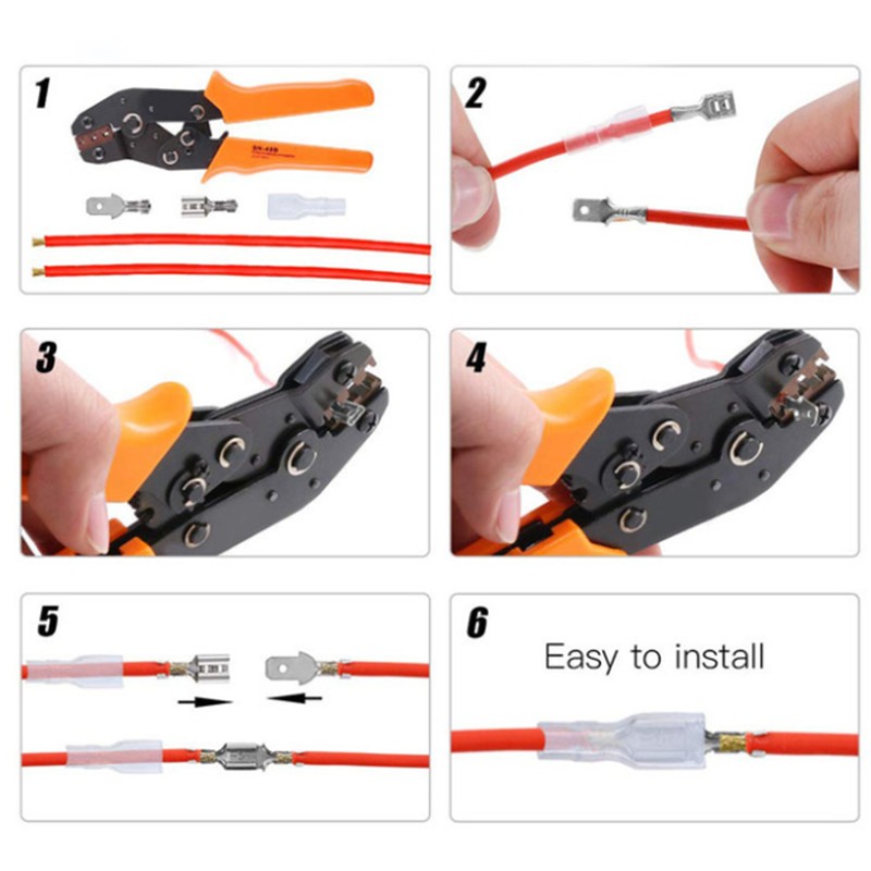 180pcs + pliers 2.8/4.8/6.3mm, electrical connector, butt crimping terminal, female and male wire and cable splicing terminal