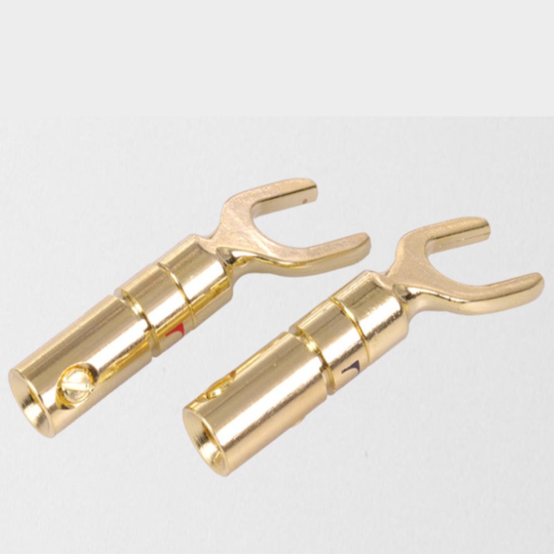 10pcs "U" "Y" Banana Plug Connector Copper Nickel Plated Gold Spade Speaker Mosaic Plug Audio Screw Fork Connectors Adapter