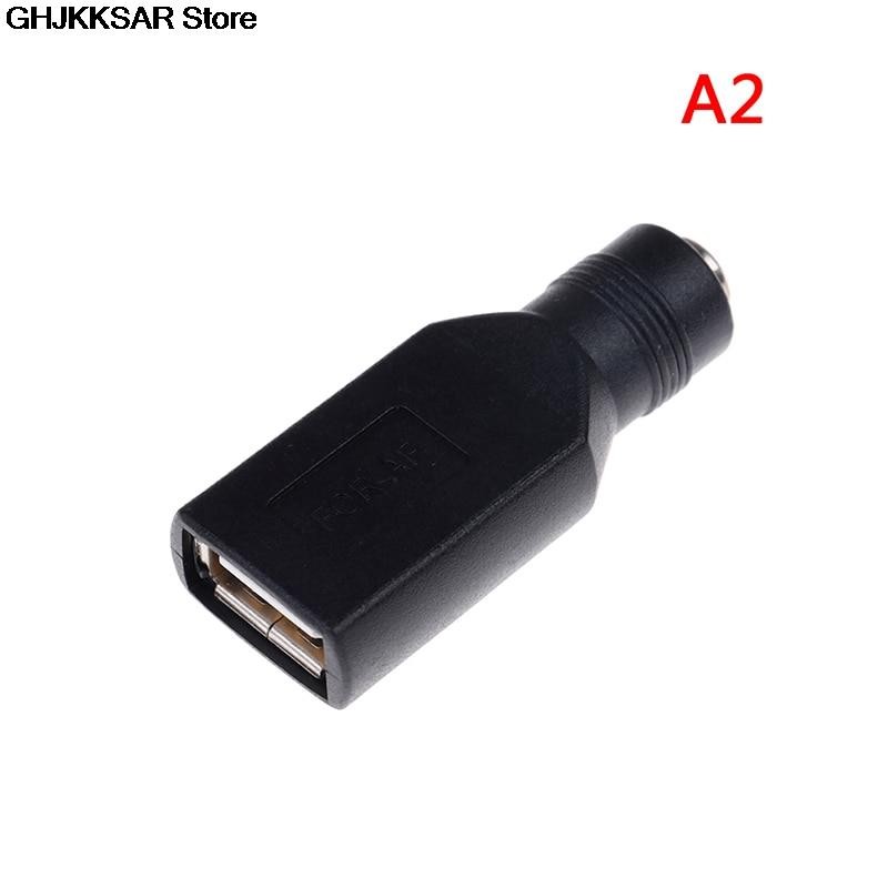 1pc Female Jack to USB 2.0 Male Plug/Female Jack 5V DC Power Plugs Connector Portable Adapter Black Color 5.5*2.1mm