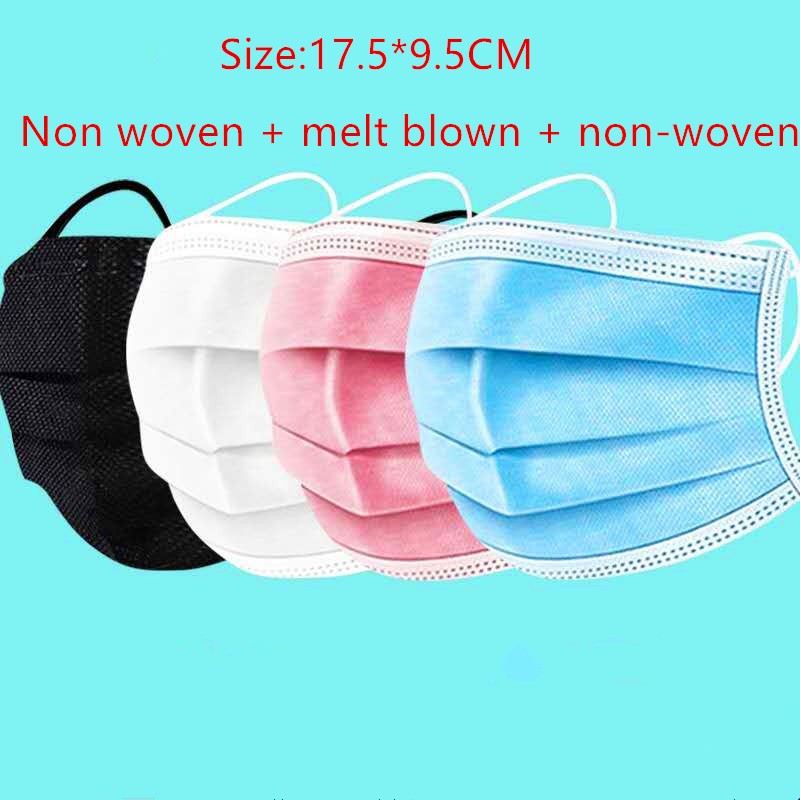 Nonwoven Disposable Masks 3 Layers Face Mask Breathable Disposable Mouth Mask Adult Mascarilla Mask 18 Hours Shipping