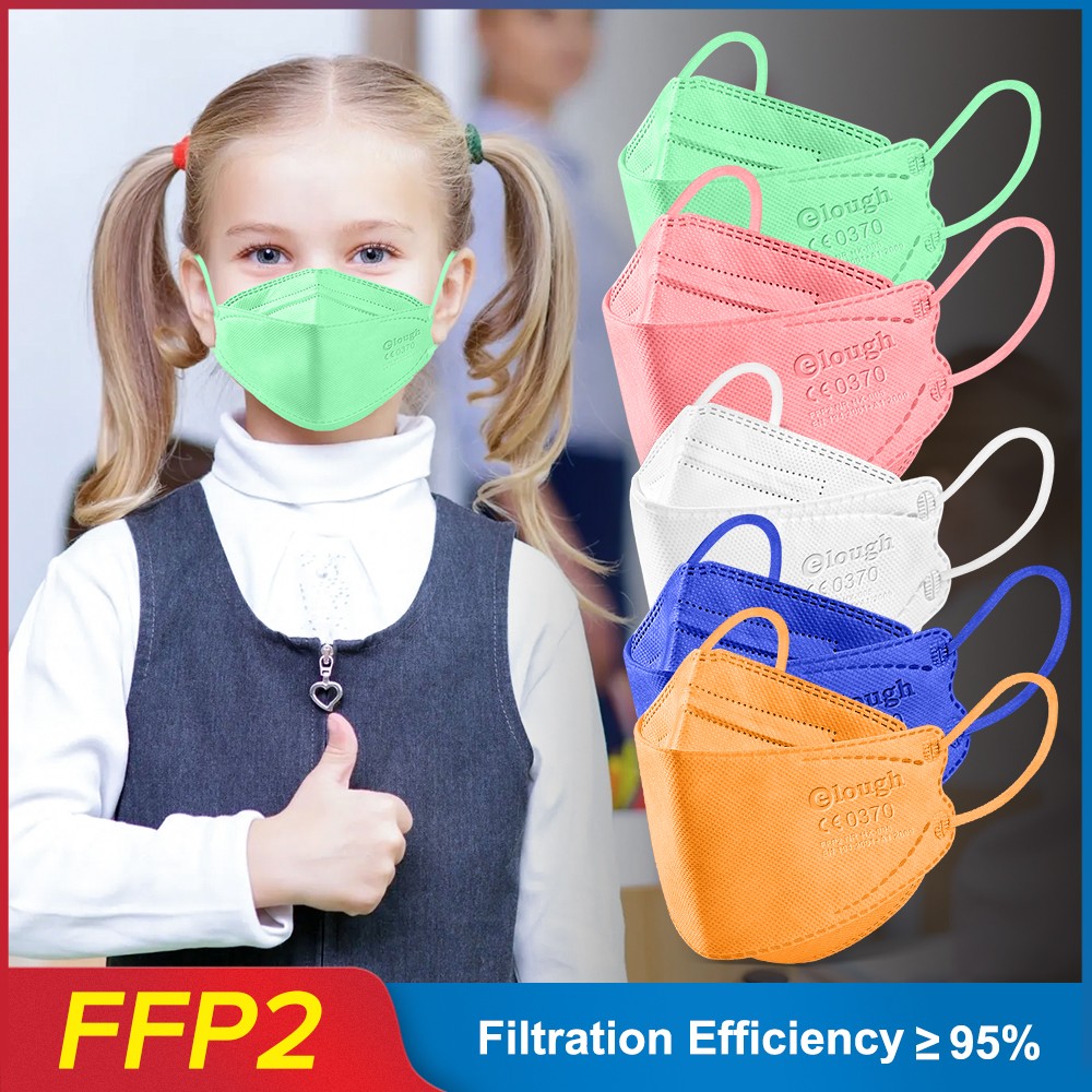 Elough KN95 Mascarillas Niños FFP 2 الأسماك الأطفال FPP2 أقنعة Resuable Mascarilla FFP2 Infantil Homologada 4 طبقات FFP2Mask الاطفال