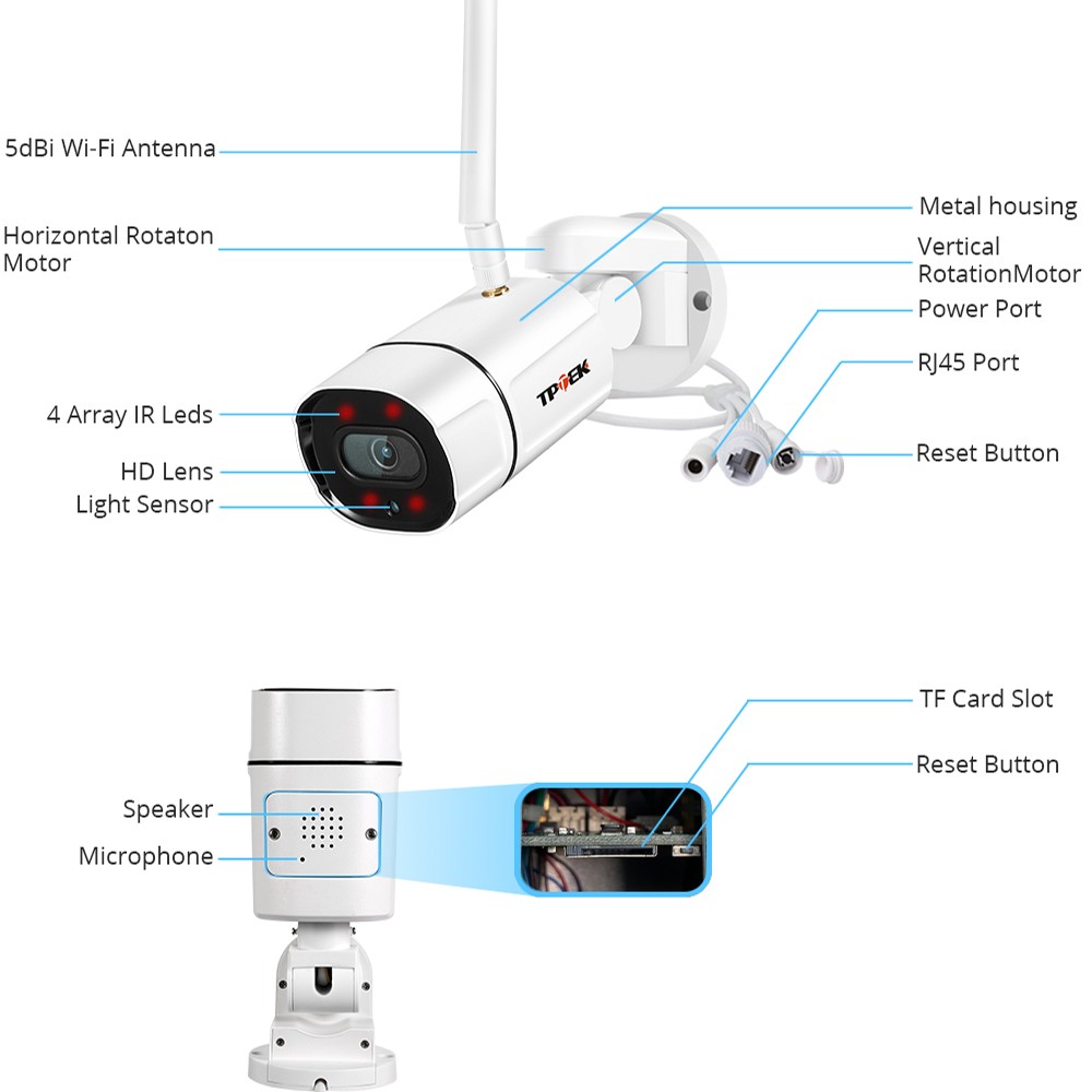 5MP WiFi Tilt IP Camera Outdoor Wi-Fi Wireless Video Surveillance Camera with Two-Way PTZ Audio1080P Camara CamHi