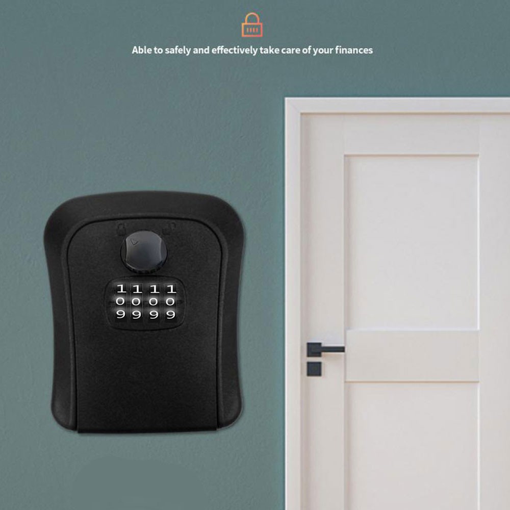 Wall Mounted Key Safe Weatherproof No. 4 Combination Key Storage Box Locks Indoor & Outdoor Password Key Box Key Box Locks