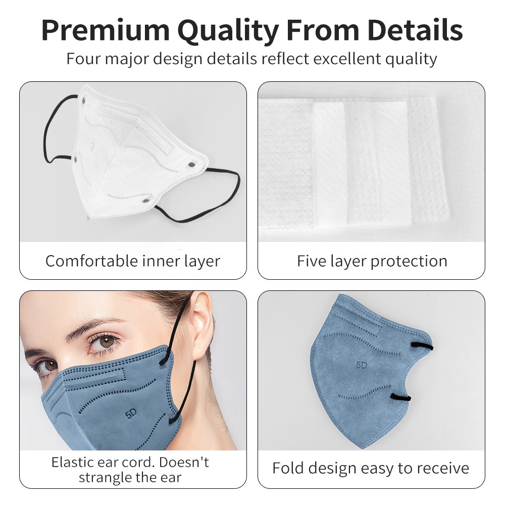 Morandi FFP2 5D Mask KN95 Mascarilla FPP2 homology ada Adult Face Mask 5 Layers Respirator Filter Colorful ffp2masque Protection Mask