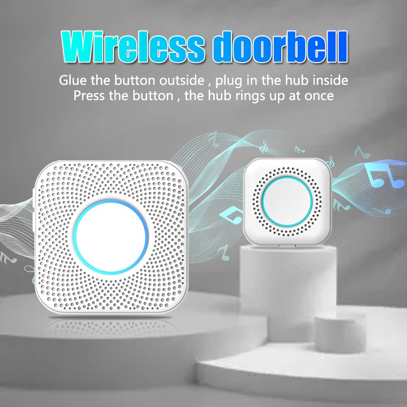 Wireless Doorbell Tuya App Intelligent Home Welcome Doorbell Waterproof Button LED Light 433MHz Security Alarm Smart Door Bell