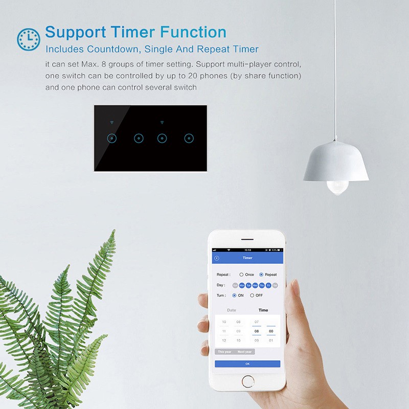 New ewelink wifi smart wireless switch 4-6 key touch switch APP remote control timing light switch compatible with Alexa Google