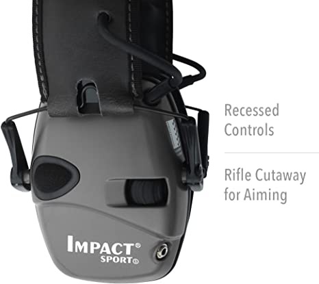 Howard Leight R-01526 Honeywell Impact Sports Sound Amplification Electronic Shooting Earmuffs with Case and Ear Pads