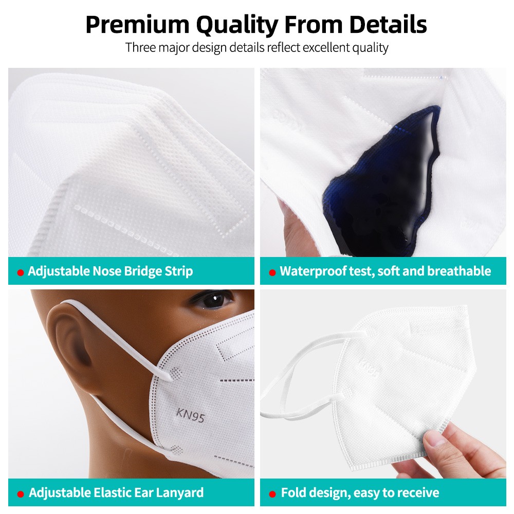 10-200pcs Mascarilla KN95 White Face Masks Filter FPP2 Approved Protective Mask Mouth Mask ffp2fan Mascherine FFP2 Certification