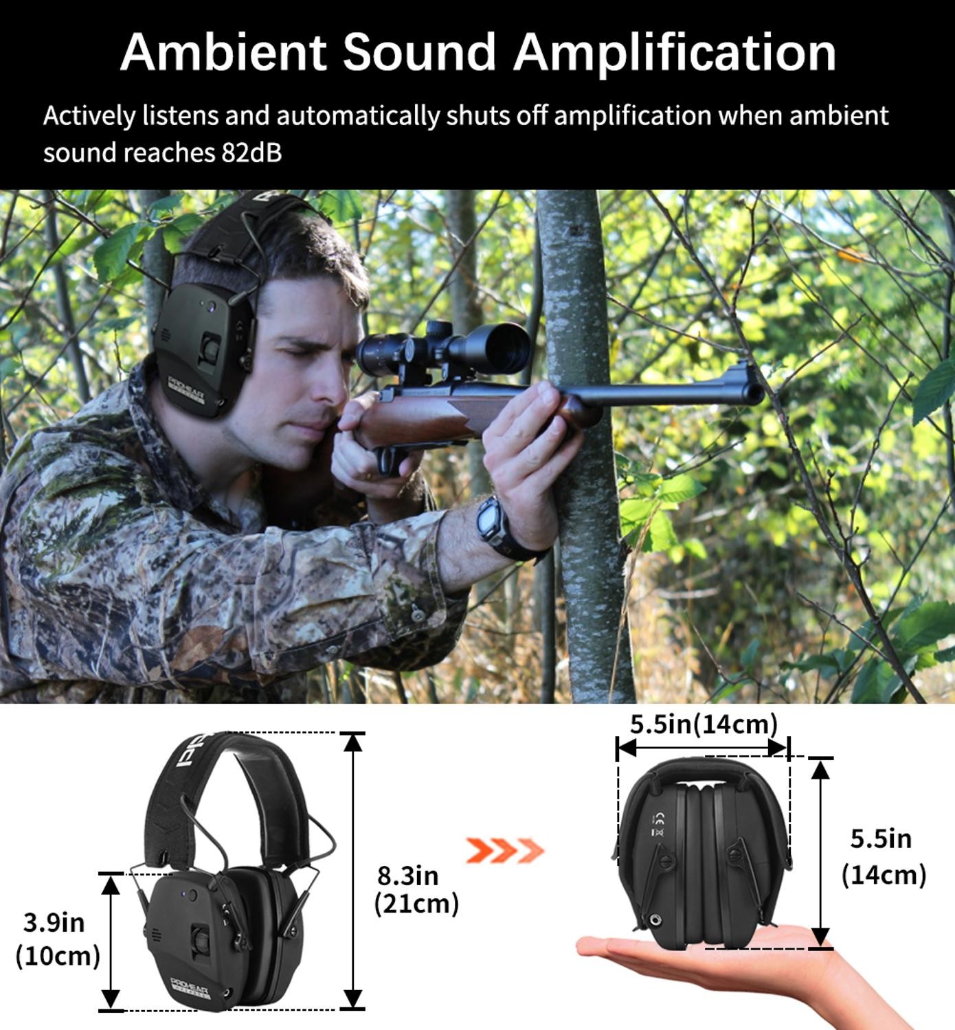 ZOHAN Electronic Headset 5.0 Bluetooth Earmuffs Shooting Ear Protection for Hunting Noise Reduction Professional Tactical