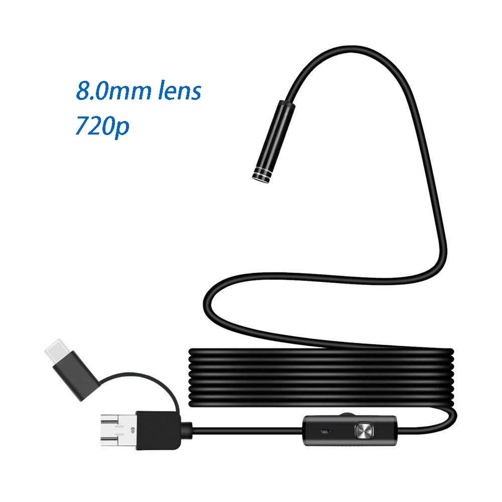 7mm 720P Endoscope Camera Flexible IP67 Waterproof Micro USB Industrial Endoscope Camera Android Phone PC 6LED Adjustable