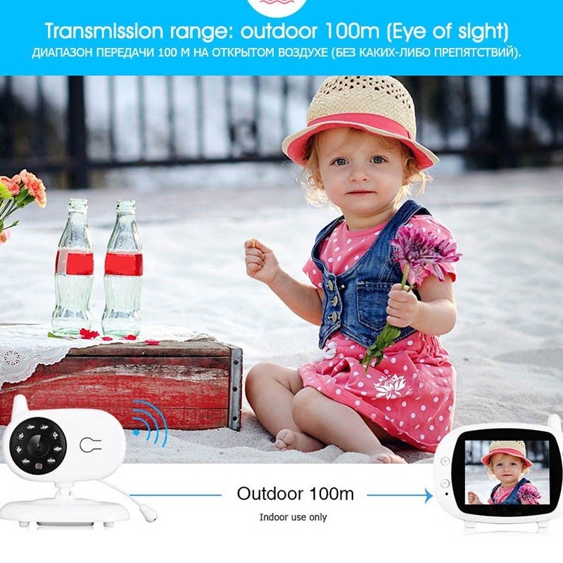 3.5 Inch LCD Screen 2.4G Digital Wireless Video Voice Control Night Security Camera Viewer 2-way Talk Baby Monitor