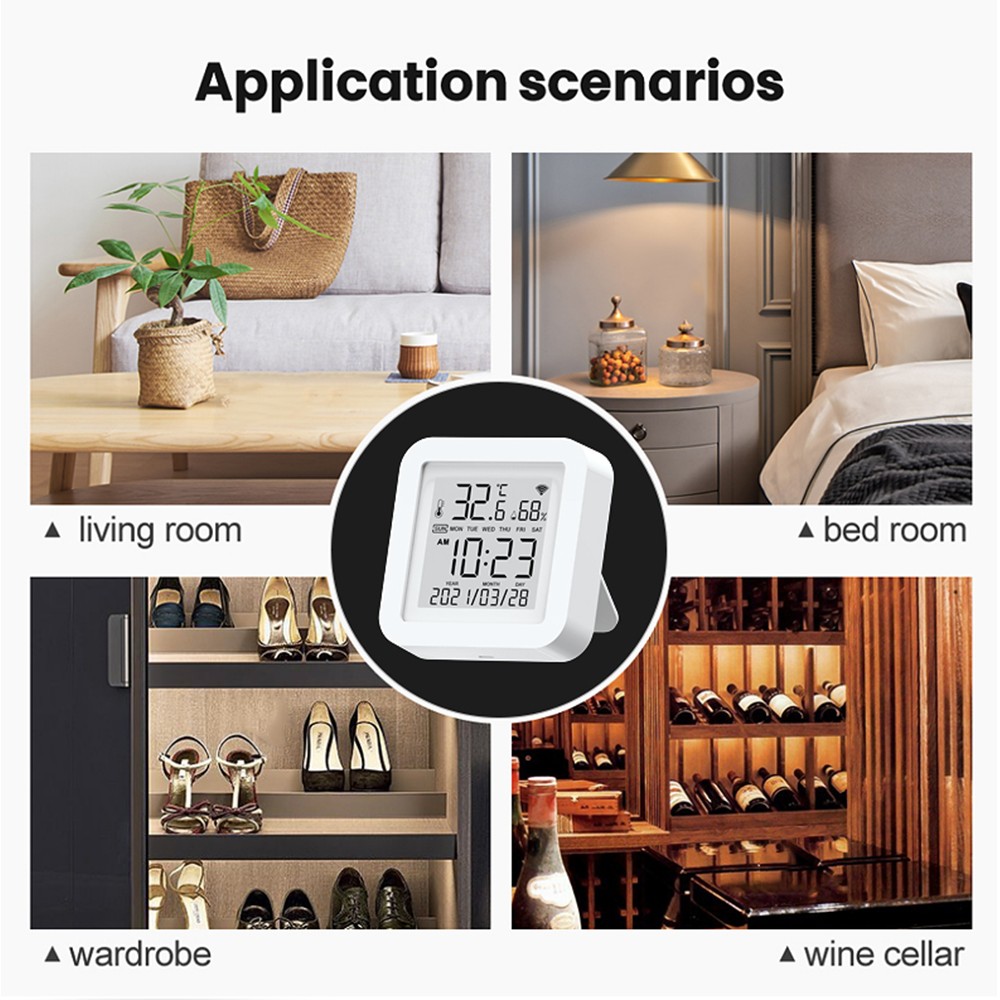 Tuya 2022 WIFI Temperature Humidity Sensor for Smart Home Automation Remote Control Support Alexa Google Home