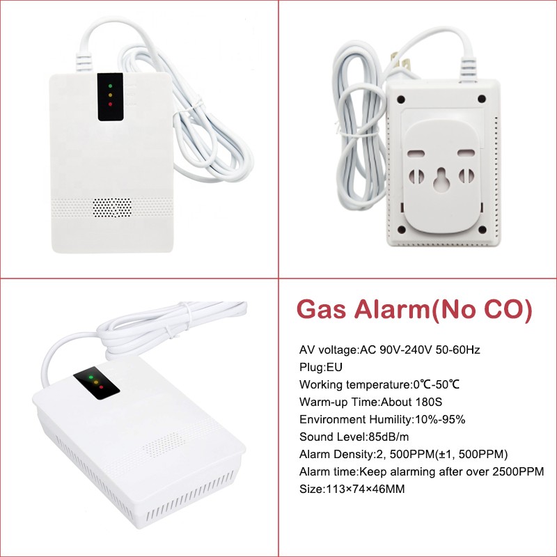 Combination CO Carbon Carbon Monoxide Detector Combustion Sensitive Gas Leak Sensor Auto Detection Failure Fire Alarm EU Plug AC 90V-220V