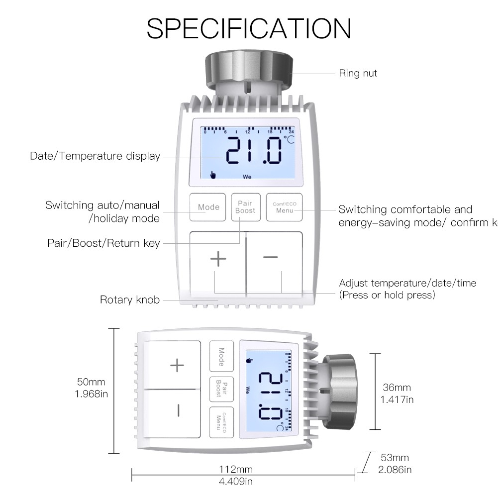 2022 Moes Tuya ZigBee 3.0 Coolant Engine Valve Intelligent Thermostat External Temperature Controller Sensor TRV Voice Control with