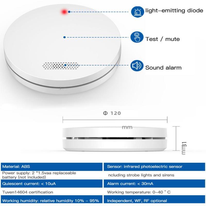 New Graffiti Intelligent WiFi Fire Smoke Alarm Home Wireless Smoke Detector Sensor Light Sound Alarm Sensor High Decibel Speaker