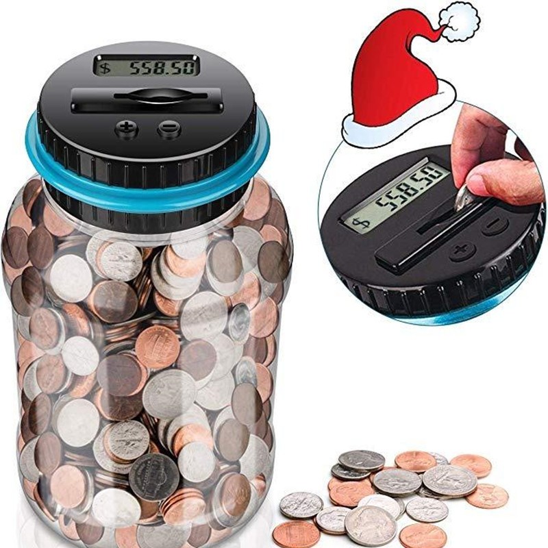 Digital Coin Bank Savings Jar Piggy Bank Electronic LCD Display Coin Counter Automatic Totals Storage Saving Box for Kids Adults