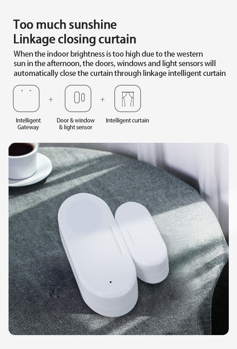 Tuya Zigbee Door and Window Sensor + Light Detector Brightness Smart Door Open/Closed Smart Home Alarm Work with Alexa