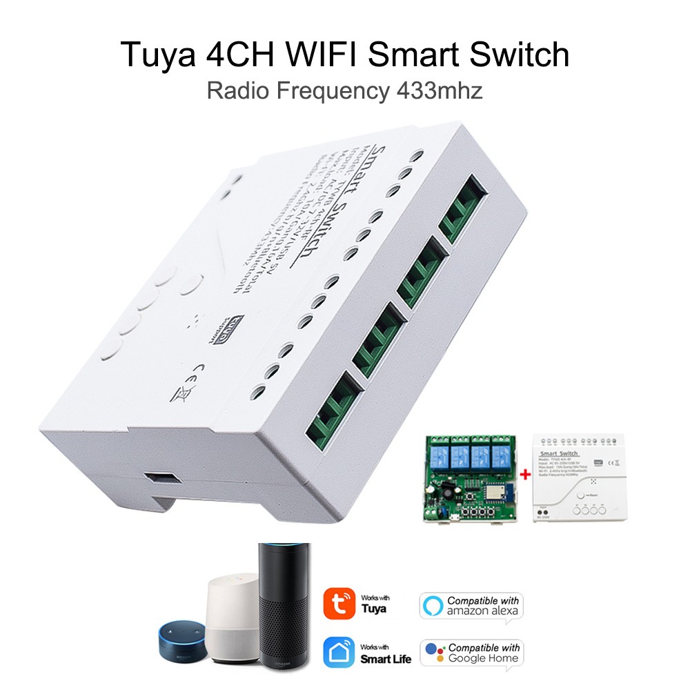 2022 جديد Tuya WiFi الذكية التبديل 220 فولت 4CH RF قاطع الدائرة التتابع ضوء تحكم المنزل الذكي مع أليكسا جوجل الرئيسية مفتاح سلسلة